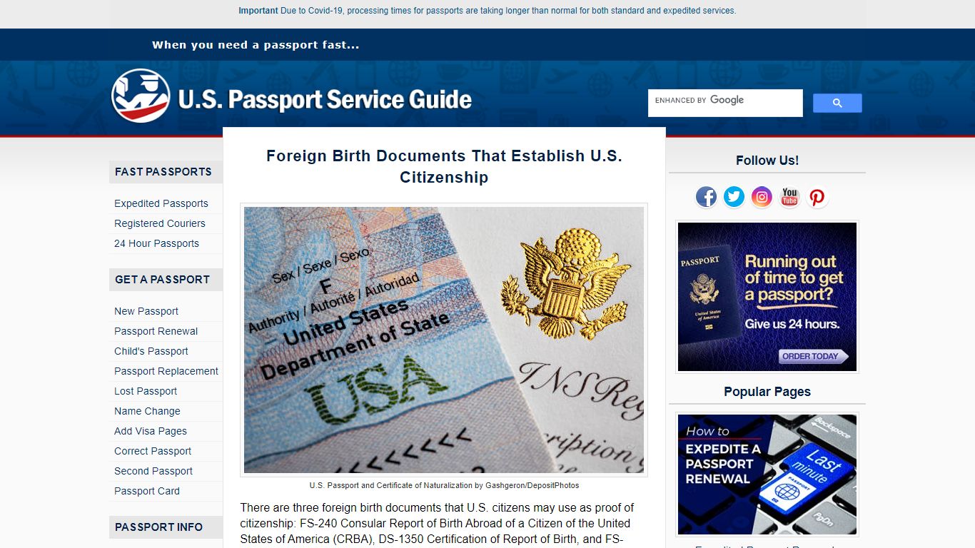 Foreign Birth Documents That Establish U.S. Citizenship