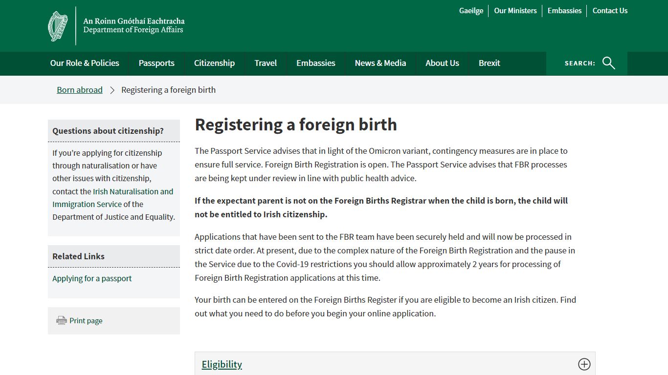 Registering a foreign birth - Department of Foreign Affairs