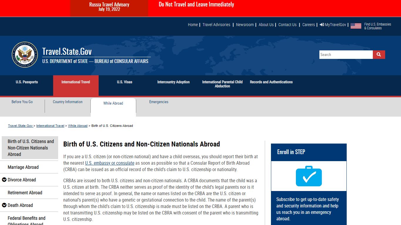 Birth of U.S. Citizens Abroad - United States Department of State
